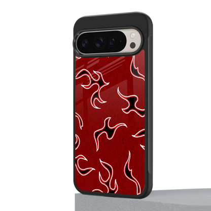 Lil Flames Black Red google pixel 9 pro mobile cover | shockproof glass phone case