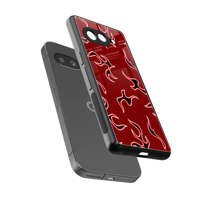 Lil Flames Black Red sleek google pixel 10a cover with tempered glass back and TPU edges