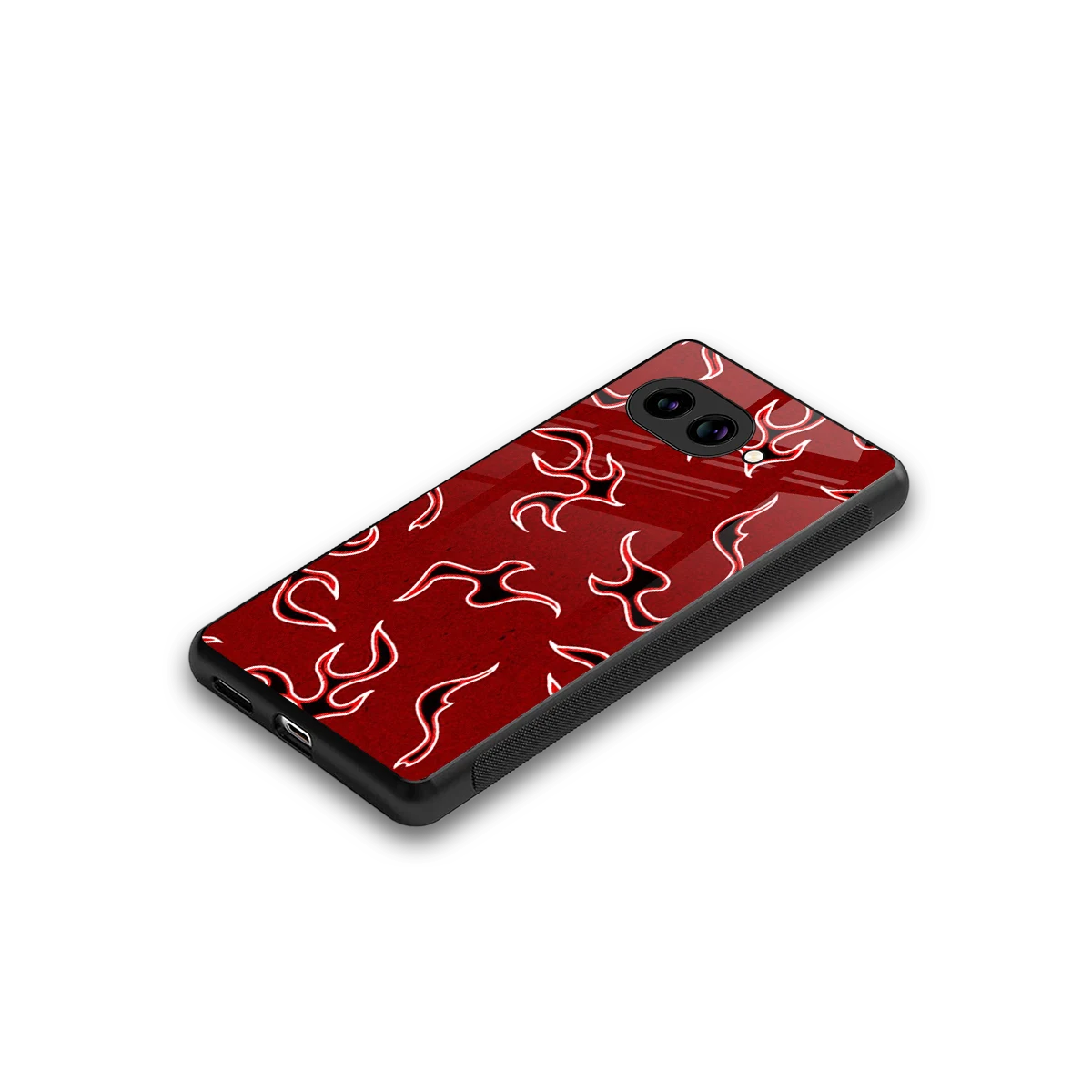 Lil Flames Black Red stylish phone case for google pixel 10a | glossy glass and slim fit