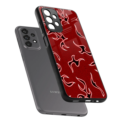 Lil Flames Black Red sleek samsung galaxy a23 cover with tempered glass back and TPU edges