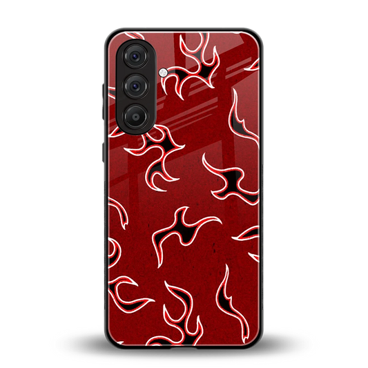 Lil Flames Black Red back phone cover | glass case for samsung galaxy m35 5g