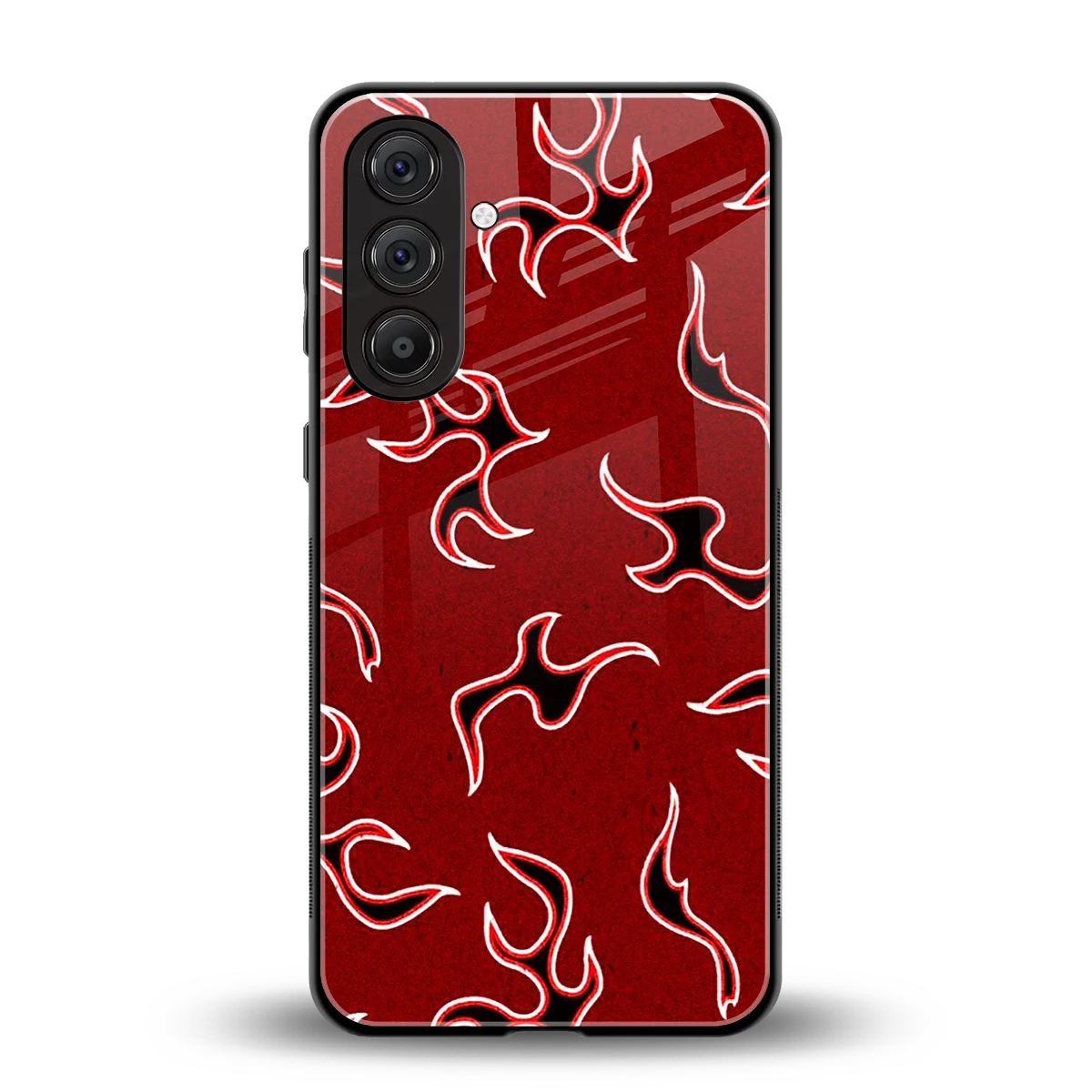 Lil Flames Black Red back phone cover | glass case for samsung galaxy a55 5g