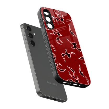 Lil Flames Black Red sleek samsung galaxy a55 5g cover with tempered glass back and TPU edges