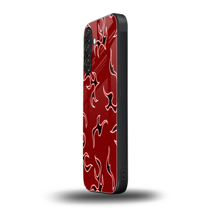 Lil Flames Black Red samsung galaxy a55 5g mobile cover | shockproof glass phone case