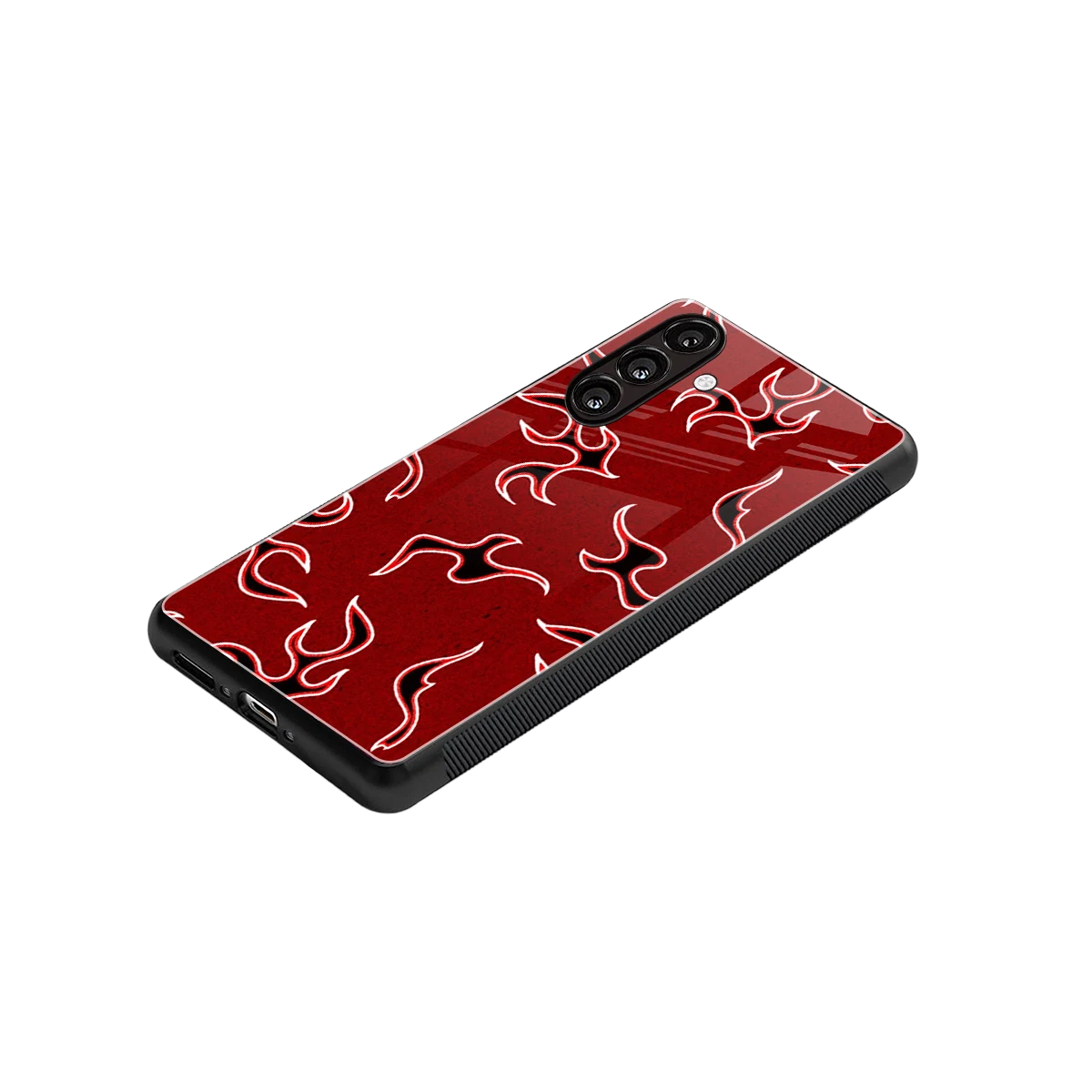 Lil Flames Black Red stylish phone case for samsung galaxy a55 5g | glossy glass and slim fit