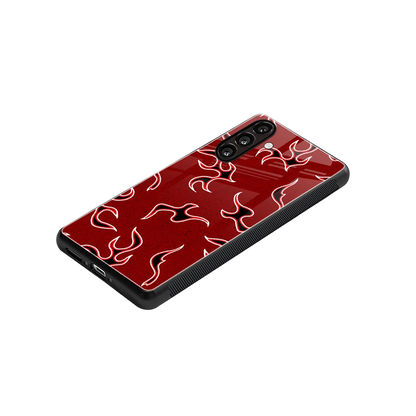 Lil Flames Black Red stylish phone case for samsung galaxy a55 5g | glossy glass and slim fit