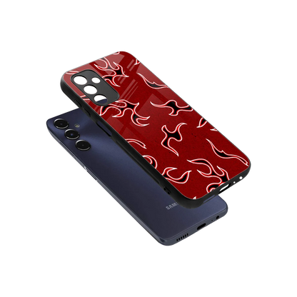 Lil Flames Black Red sleek samsung galaxy m14 5g cover with tempered glass back and TPU edges
