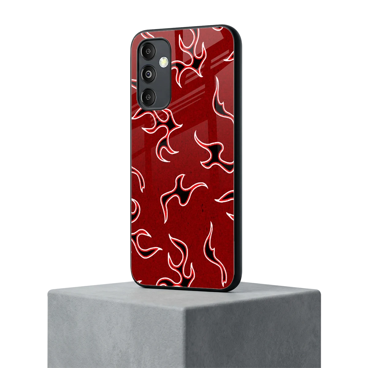 Lil Flames Black Red samsung galaxy m14 5g mobile cover | shockproof glass phone case
