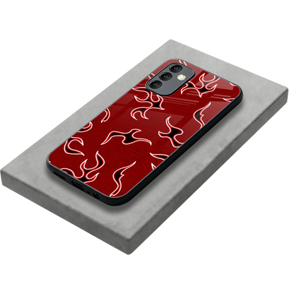 Lil Flames Black Red stylish phone case for samsung galaxy m14 5g | glossy glass and slim fit