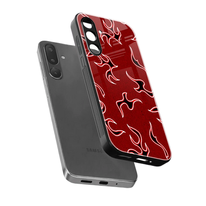 Lil Flames Black Red sleek samsung galaxy m36 5g cover with tempered glass back and TPU edges