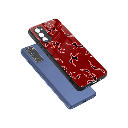 Lil Flames Black Red sleek samsung galaxy s20 fe cover with tempered glass back and TPU edges