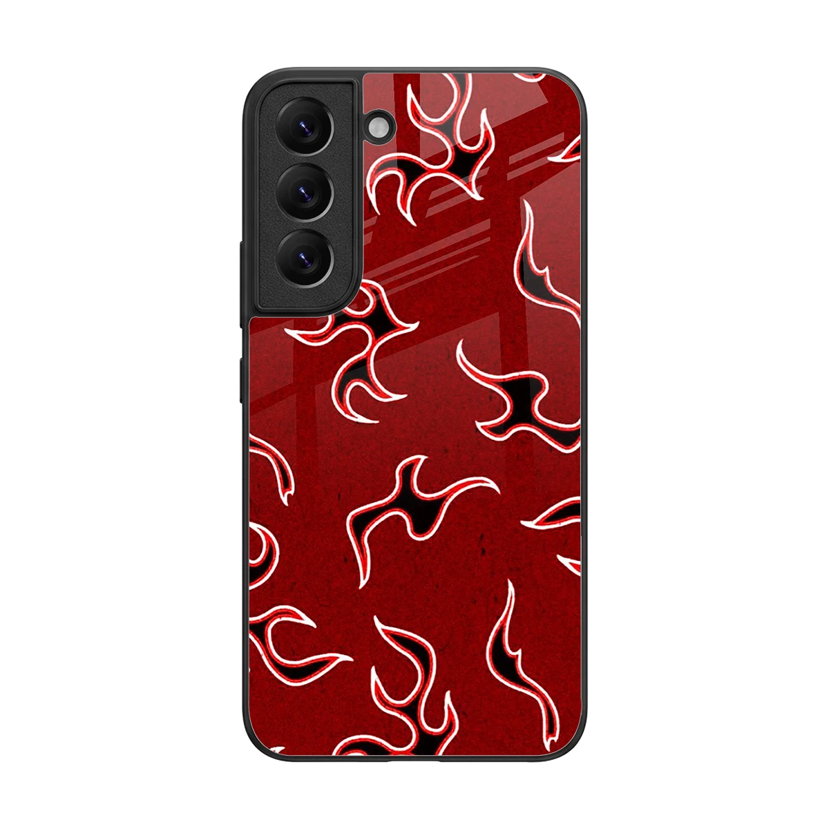Lil Flames Black Red back phone cover | glass case for samsung galaxy s22