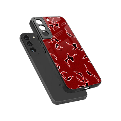 Lil Flames Black Red sleek samsung galaxy s22 cover with tempered glass back and TPU edges