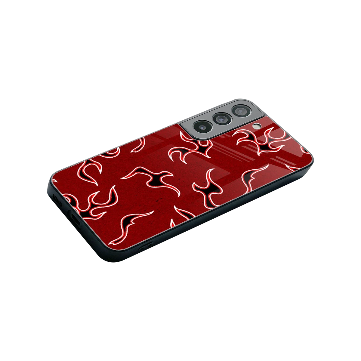Lil Flames Black Red stylish phone case for samsung galaxy s22 | glossy glass and slim fit