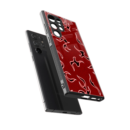 Lil Flames Black Red sleek samsung galaxy s23 ultra cover with tempered glass back and TPU edges