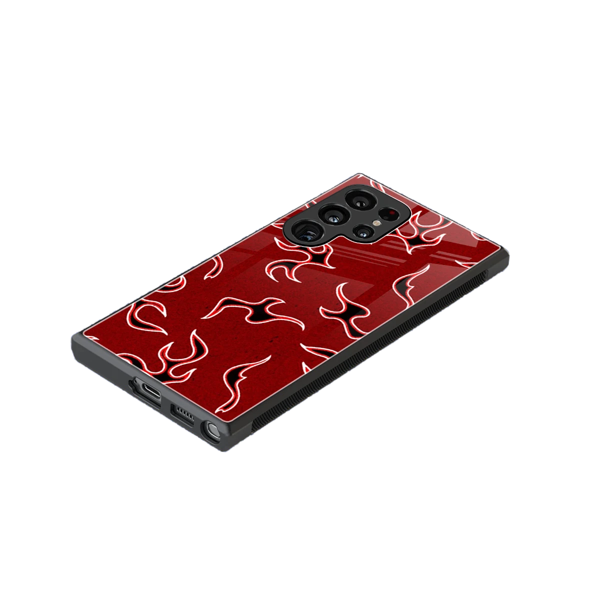 Lil Flames Black Red stylish phone case for samsung galaxy s23 ultra | glossy glass and slim fit