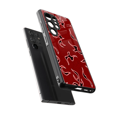 Lil Flames Black Red sleek samsung galaxy s25 ultra cover with tempered glass back and TPU edges