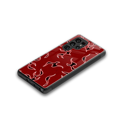 Lil Flames Black Red stylish phone case for samsung galaxy s25 ultra | glossy glass and slim fit