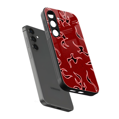 Lil Flames Black Red sleek samsung galaxy s25 cover with tempered glass back and TPU edges