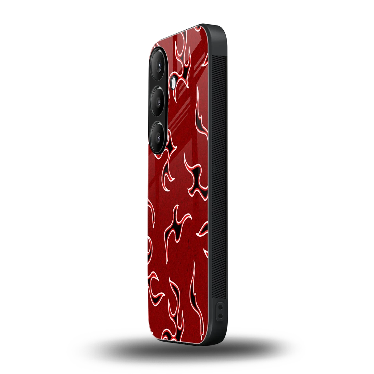 Lil Flames Black Red samsung galaxy s25 plus mobile cover | shockproof glass phone case