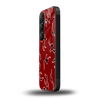 Lil Flames Black Red samsung galaxy s25 plus mobile cover | shockproof glass phone case