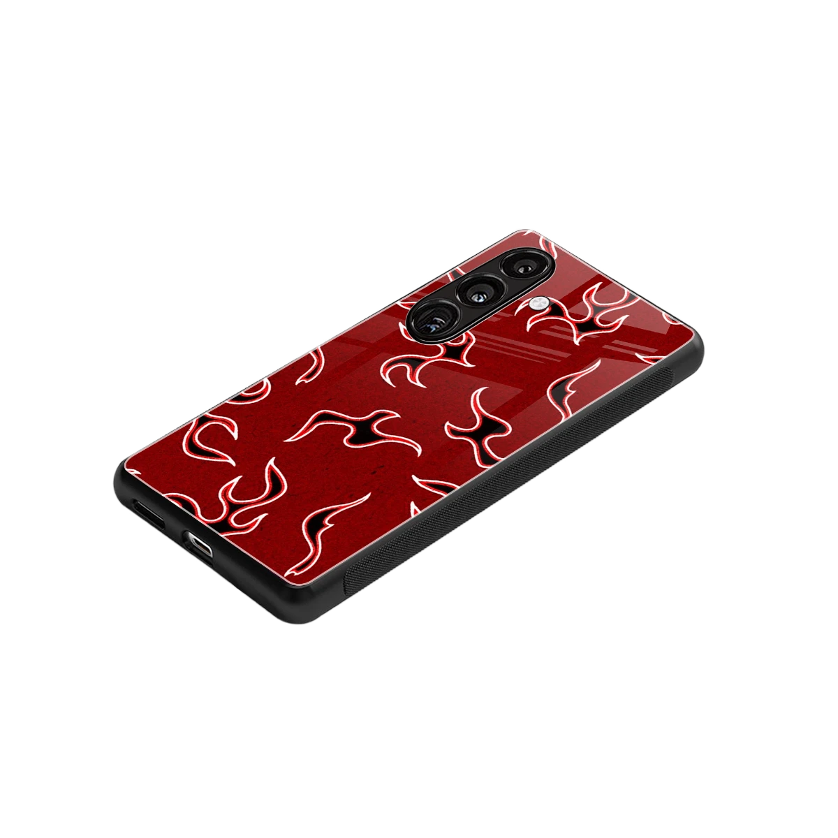 Lil Flames Black Red stylish phone case for samsung galaxy s25 plus | glossy glass and slim fit