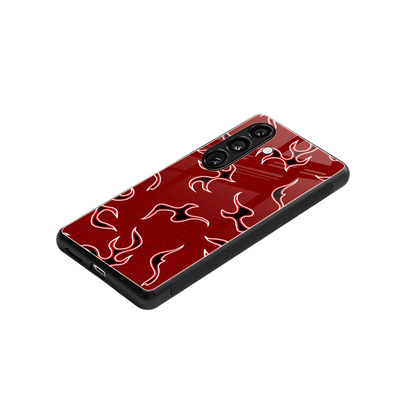 Lil Flames Black Red stylish phone case for samsung galaxy s25 plus | glossy glass and slim fit