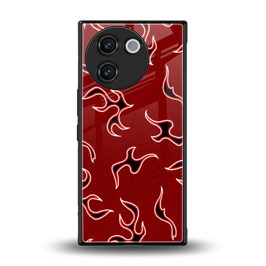 Lil Flames Black Red back phone cover | glass case for vivo v30e