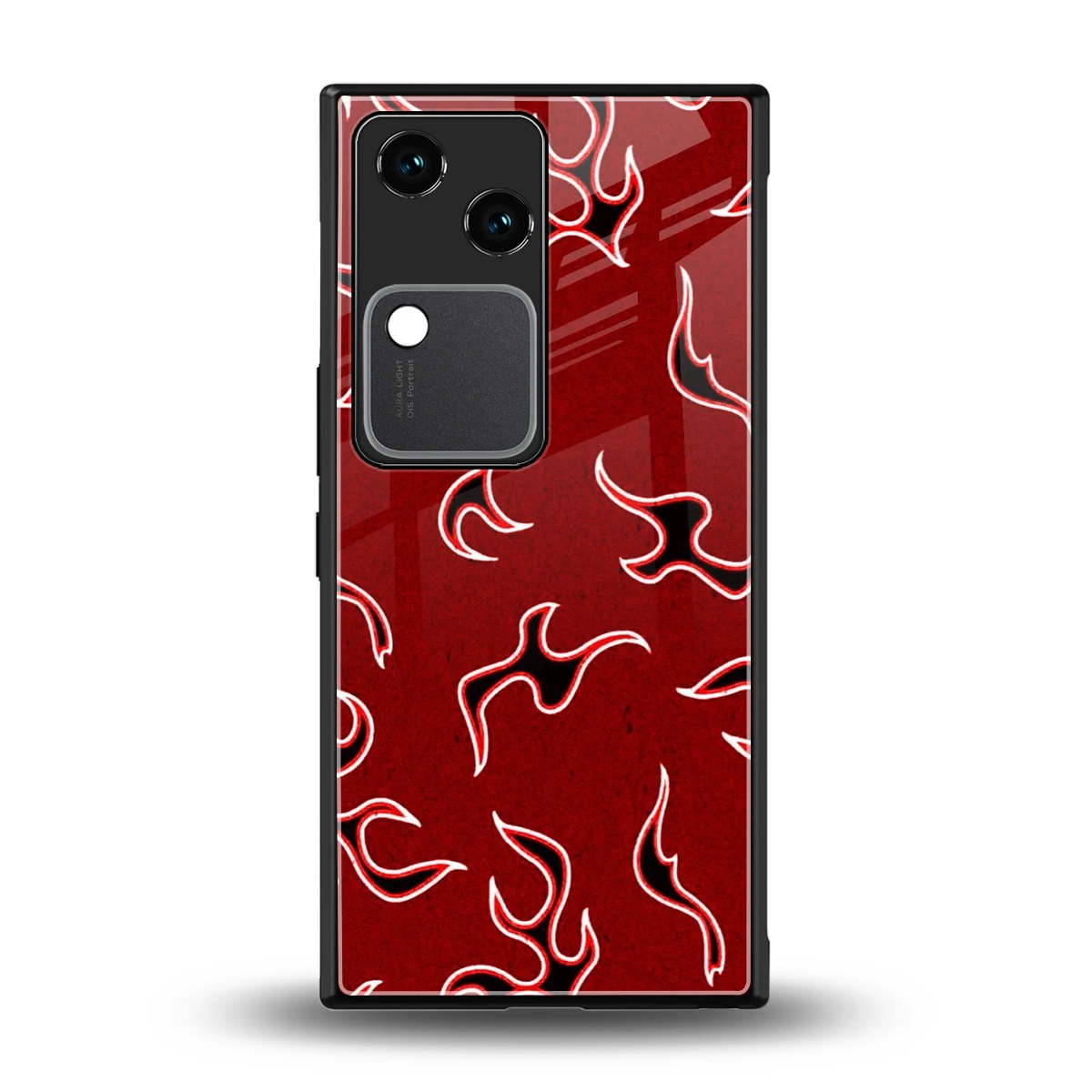 Lil Flames Black Red back phone cover | glass case for vivo v30