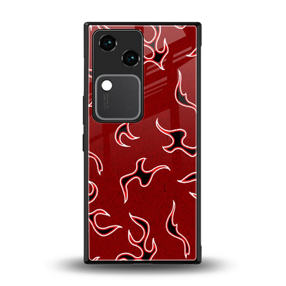 Lil Flames Black Red back phone cover | glass case for vivo v30