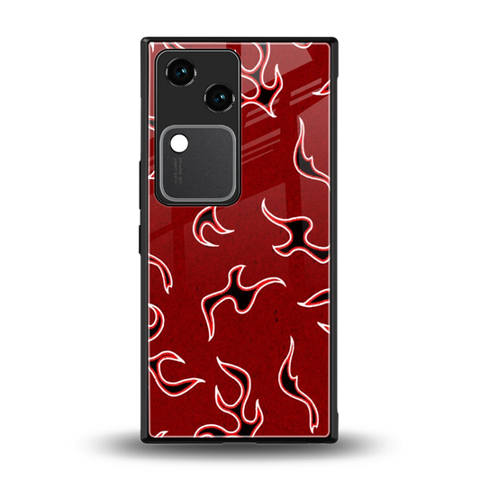 Lil Flames Black Red back phone cover | glass case for vivo v30