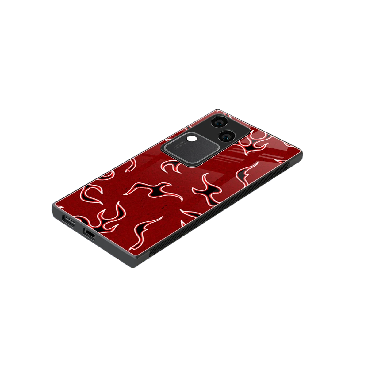 Lil Flames Black Red stylish phone case for vivo v30 | glossy glass and slim fit
