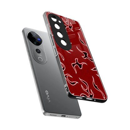 Lil Flames Black Red sleek vivo v40 pro cover with tempered glass back and TPU edges