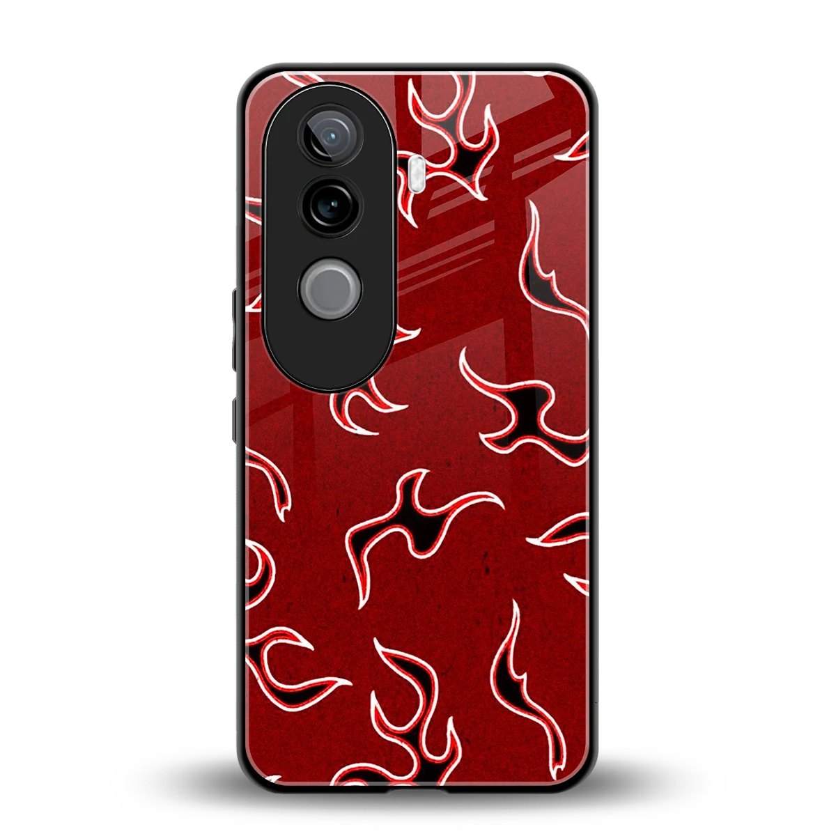 Lil Flames Black Red back phone cover | glass case for vivo v40e