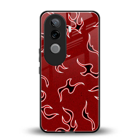 Lil Flames Black Red back phone cover | glass case for vivo v40e