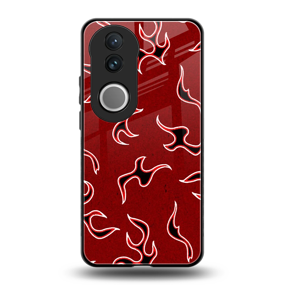Lil Flames Black Red back phone cover | glass case for vivo v50
