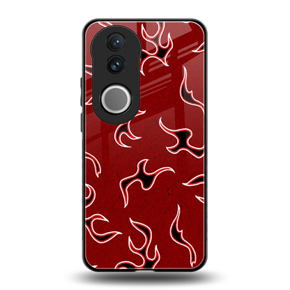Lil Flames Black Red back phone cover | glass case for vivo v50