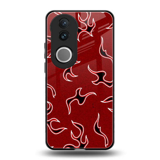 Lil Flames Black Red back phone cover | glass case for vivo v50