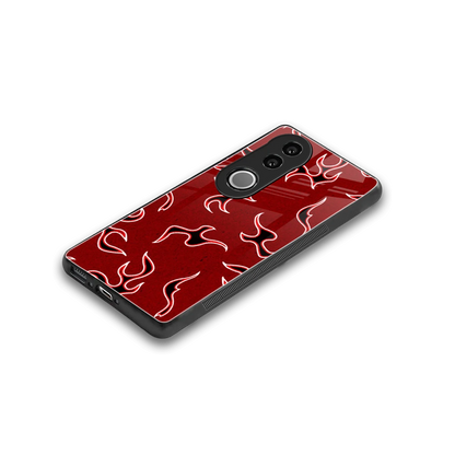 Lil Flames Black Red stylish phone case for vivo v50 | glossy glass and slim fit
