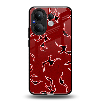 Lil Flames Black Red back phone cover | glass case for vivo v60