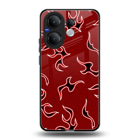 Lil Flames Black Red back phone cover | glass case for vivo v60