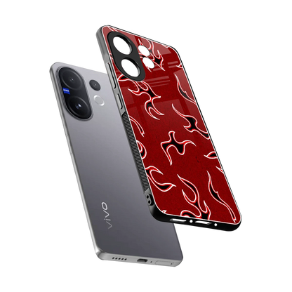 Lil Flames Black Red sleek vivo v60 cover with tempered glass back and TPU edges