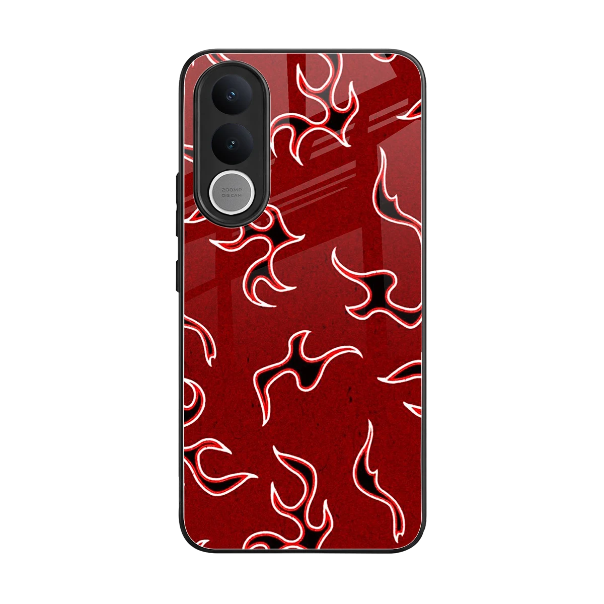 Lil Flames Black Red back phone cover | glass case for vivo v70 fe