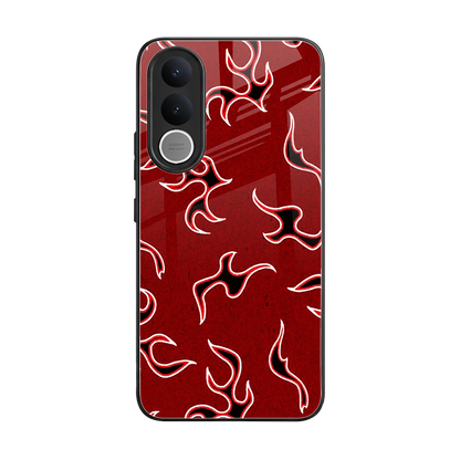 Lil Flames Black Red back phone cover | glass case for vivo v70 fe