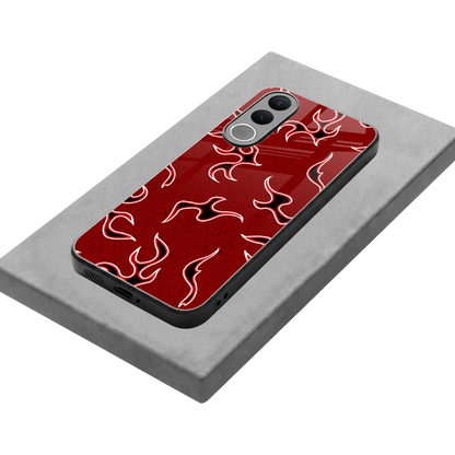 Lil Flames Black Red stylish phone case for vivo v70 fe | glossy glass and slim fit