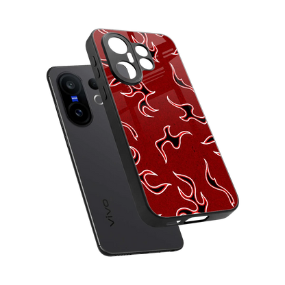 Lil Flames Black Red sleek vivo x200 fe cover with tempered glass back and TPU edges
