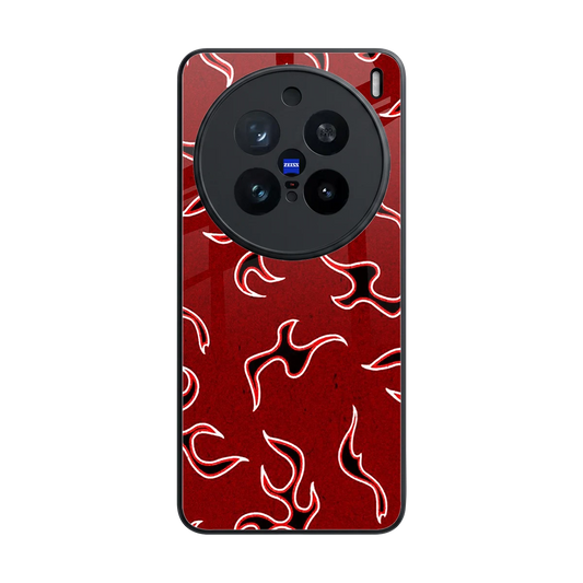 Lil Flames Black Red back phone cover | glass case for vivo x200 pro