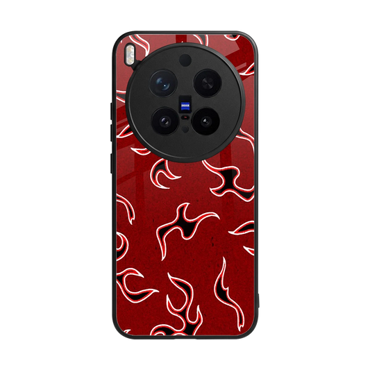 Lil Flames Black Red back phone cover | glass case for vivo x300 pro