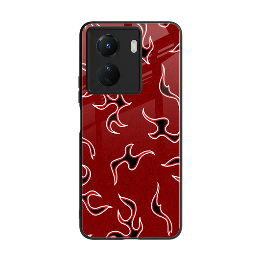 Lil Flames Black Red back phone cover | glass case for vivo y16