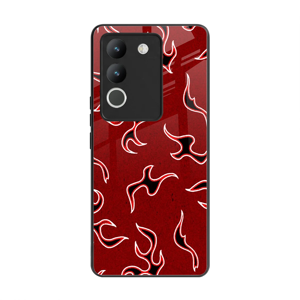 Lil Flames Black Red back phone cover | glass case for vivo y200 5g